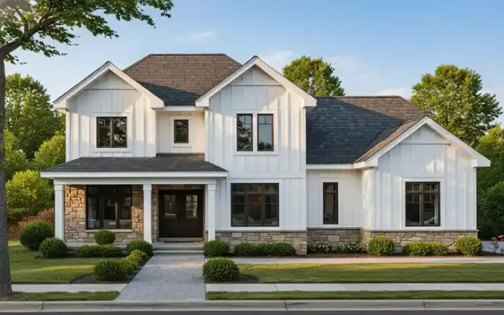 Modern Farmhouse house plans 23-578 - front exterior, 2,700 sq ft, 4 bed, 2 bath house plans | Monster House Plans