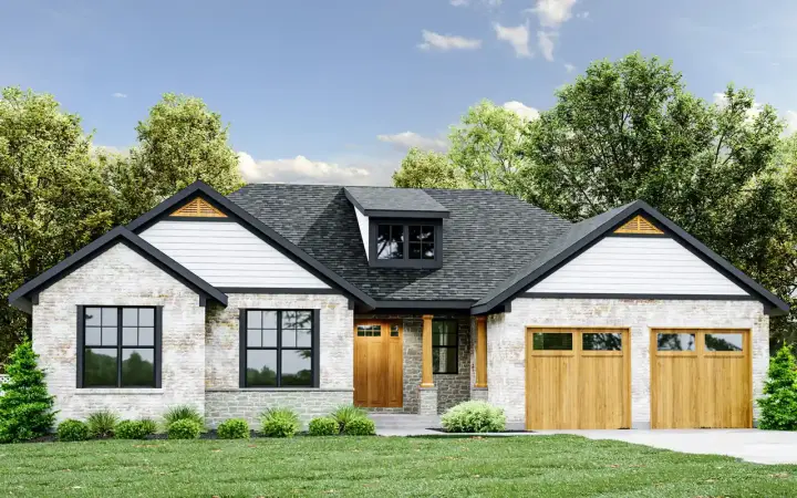 Craftsman house plans 23-584 - front exterior, 1,716 sq ft, 3 bed, 2 bath house plans | Monster House Plans