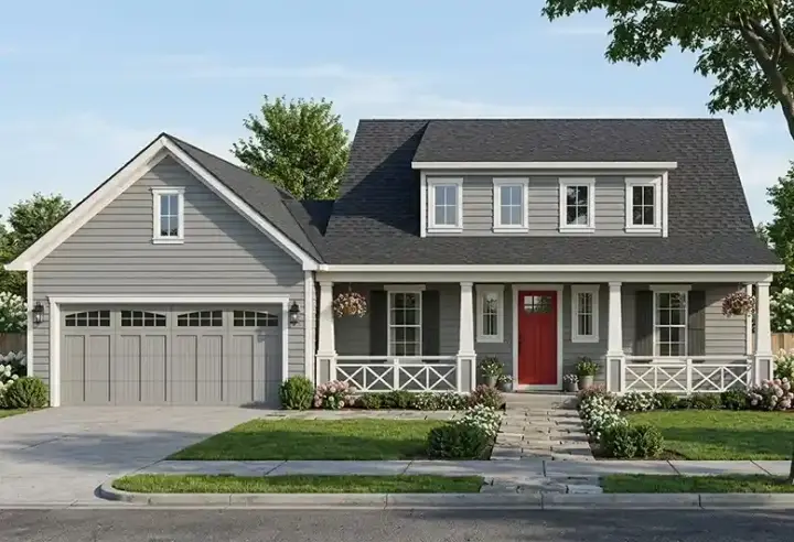 Country house plans 23-591 - front exterior, 1,718 sq ft, 3 bed, 2 bath house plans | Monster House Plans