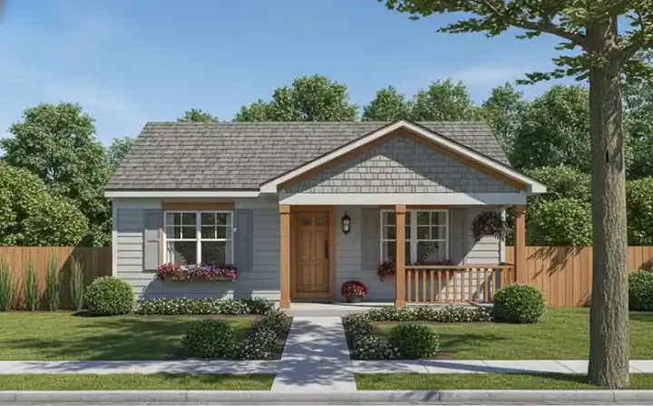 Country house plans 23-592 - front exterior, 1,029 sq ft, 2 bed, 1 bath house plans | Monster House Plans