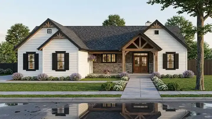 Craftsman house plans 23-594 - front exterior, 2,059 sq ft, 3 bed, 2 bath house plans | Monster House Plans