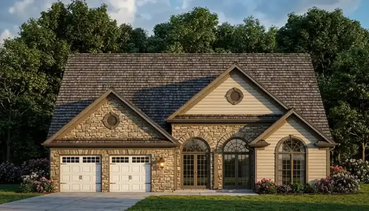 Tuscan house plans 24-103 - front exterior, 1,858 sq ft, 3 bed, 2 bath house plans | Monster House Plans