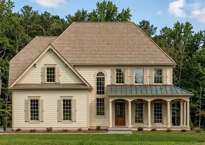 Farmhouse house plans 24-104 - front exterior, 1,653 sq ft, 3 bed, 2 bath house plans | Monster House Plans