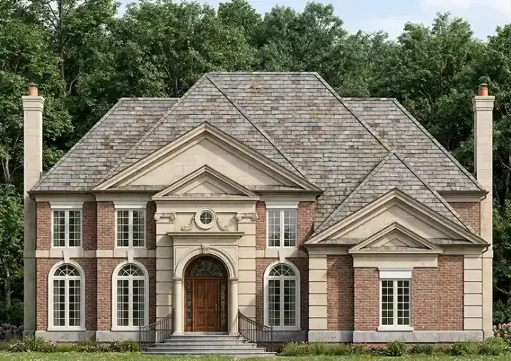 European house plans 24-124 - front exterior, 2,990 sq ft, 4 bed, 3 bath house plans | Monster House Plans