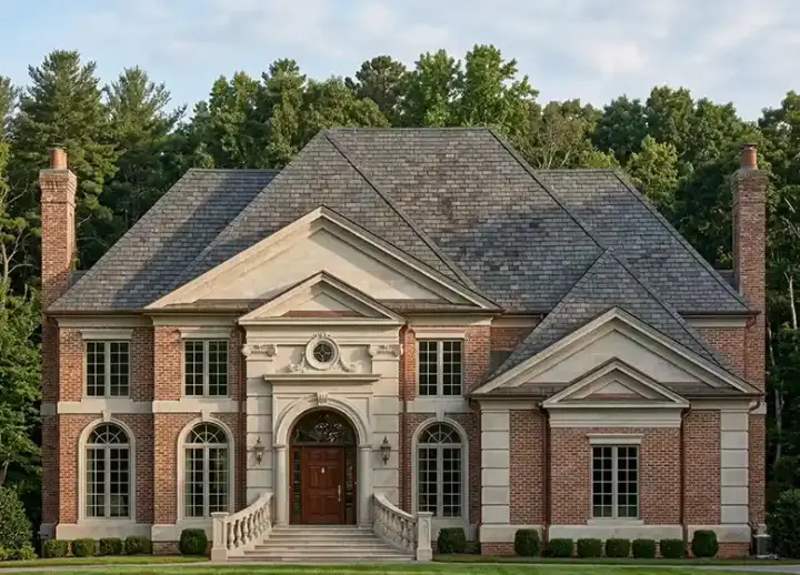 European house plans 24-127 - front exterior, 2,990 sq ft, 4 bed, 3 bath house plans | Monster House Plans