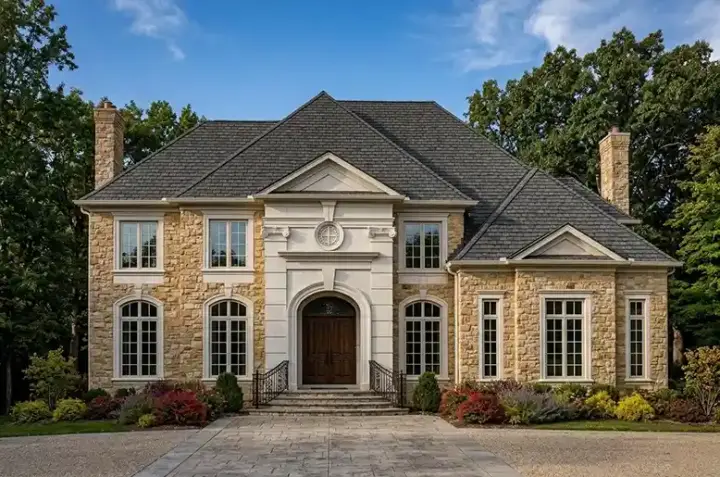 European house plans 24-142 - front exterior, 3,324 sq ft, 4 bed, 4 bath house plans | Monster House Plans