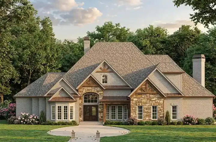 Traditional house plans 24-145 - front exterior, 4,093 sq ft, 3 bed, 3 bath house plans | Monster House Plans