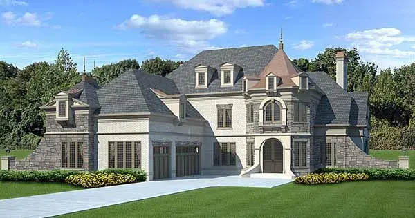 European house plans 24-155 - front exterior, 3,376 sq ft, 4 bed, 4 bath house plans | Monster House Plans