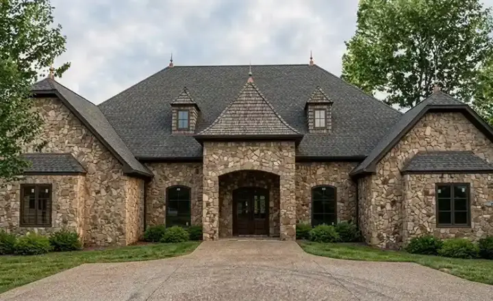 European house plans 24-163 - front exterior, 5,194 sq ft, 3 bed, 3 bath house plans | Monster House Plans