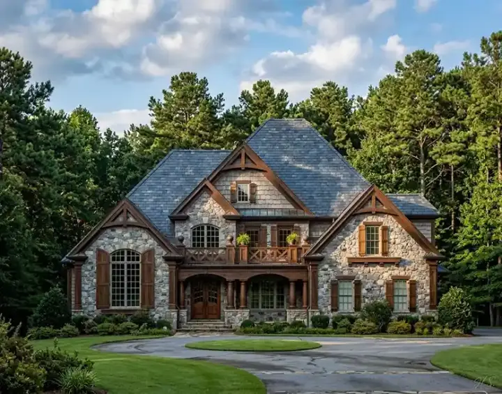 European house plans 24-164 - front exterior, 3,255 sq ft, 4 bed, 3 bath house plans | Monster House Plans
