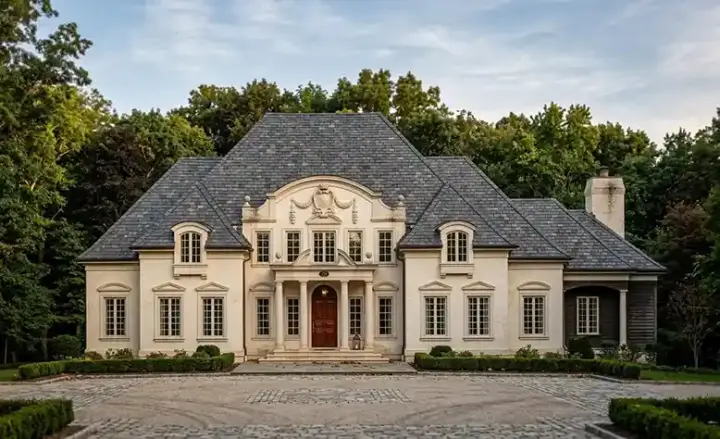 European house plans 24-171 - front exterior, 5,258 sq ft, 4 bed, 4 bath house plans | Monster House Plans