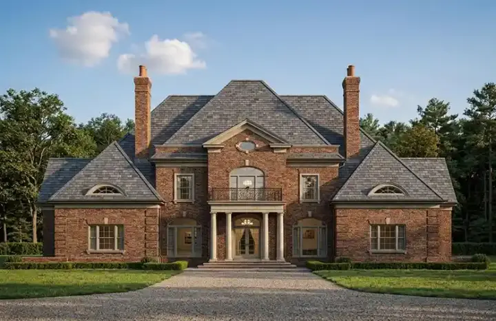 European house plans 24-180 - front exterior, 5,282 sq ft, 4 bed, 4 bath house plans | Monster House Plans