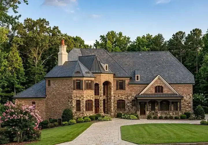 European house plans 24-194 - front exterior, 4,765 sq ft, 5 bed, 3 bath house plans | Monster House Plans