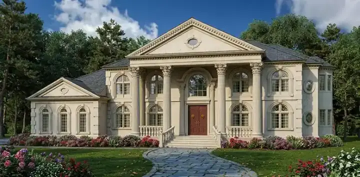 Georgian house plans 24-205 - front exterior, 5,699 sq ft, 5 bed, 4 bath house plans | Monster House Plans
