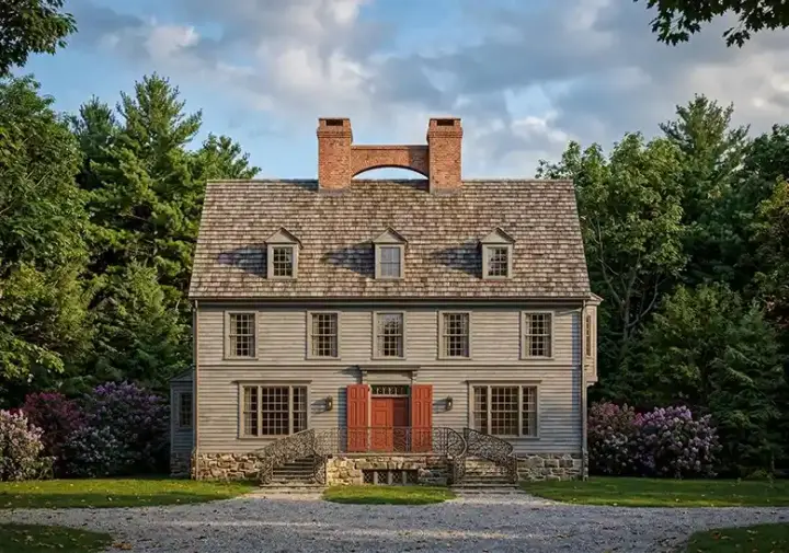 Early American house plans 24-208 - front exterior, 3,093 sq ft, 4 bed, 4 bath house plans | Monster House Plans