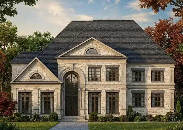 European house plans 24-213 - front exterior, 3,447 sq ft, 4 bed, 3 bath house plans | Monster House Plans