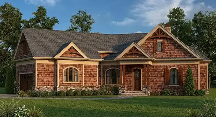 Craftsman house plans 24-221 - front exterior, 2,305 sq ft, 3 bed, 2 bath house plans | Monster House Plans