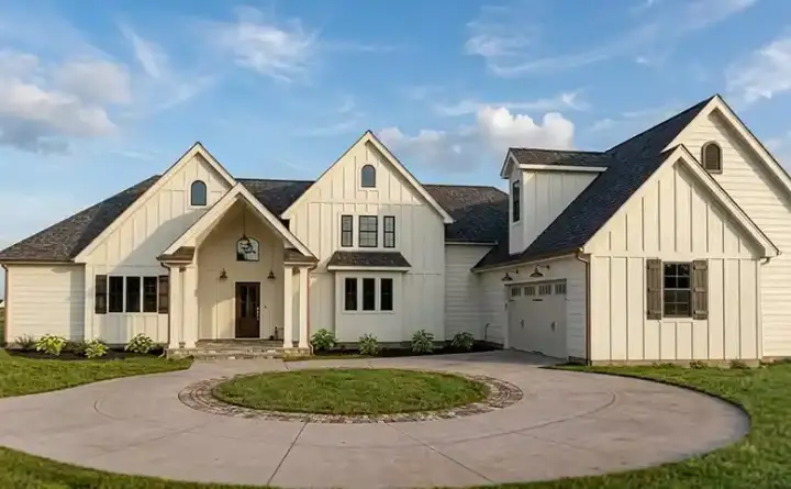 Modern Farmhouse house plans 24-225 - front exterior, 1,999 sq ft, 3 bed, 2 bath house plans | Monster House Plans