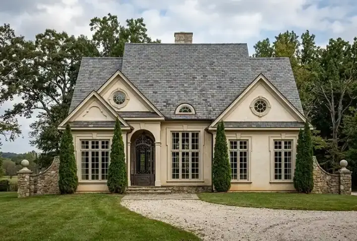 European house plans 24-227 - front exterior, 2,385 sq ft, 3 bed, 3 bath house plans | Monster House Plans