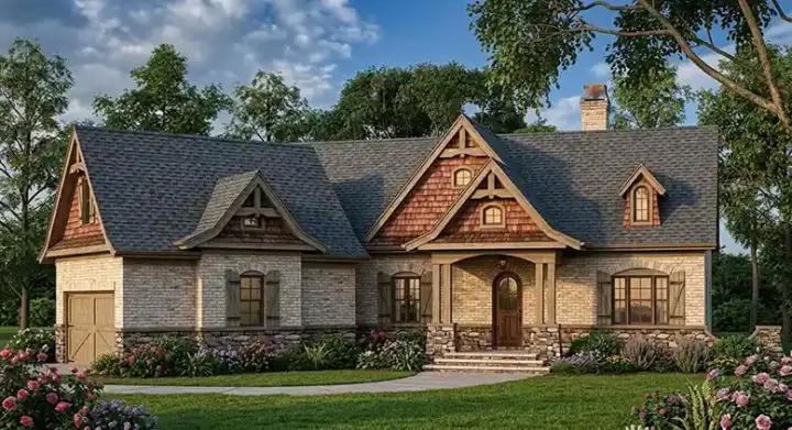 European house plans 24-228 - front exterior, 2,430 sq ft, 3 bed, 2 bath house plans | Monster House Plans