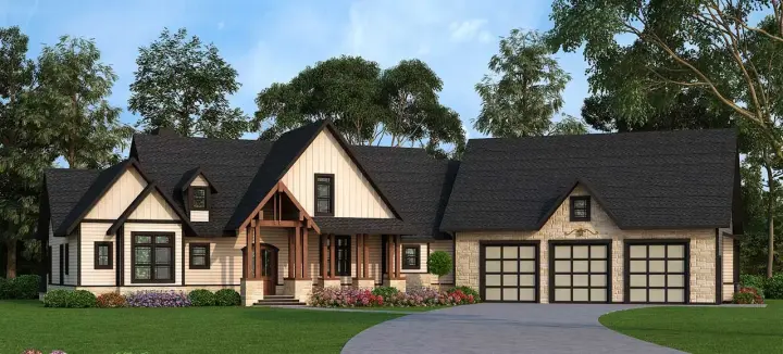Traditional house plans 24-229 - front exterior, 2,666 sq ft, 3 bed, 2 bath house plans | Monster House Plans