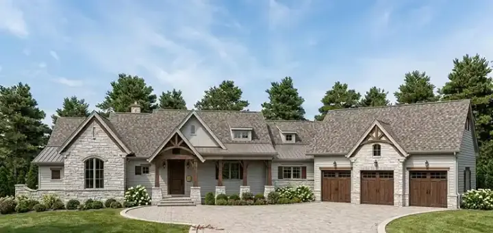 Mountain Rustic house plans 24-231 - front exterior, 2,531 sq ft, 3 bed, 3 bath house plans | Monster House Plans