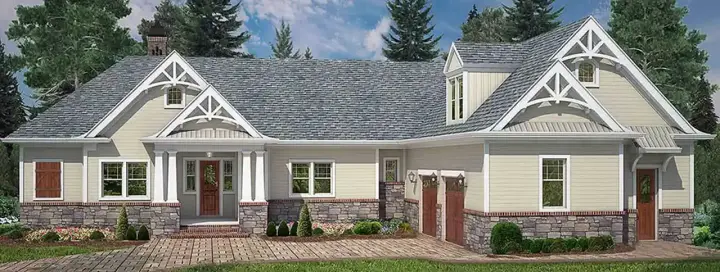 Mountain Rustic house plans 24-233 - front exterior, 2,355 sq ft, 4 bed, 3 bath house plans | Monster House Plans