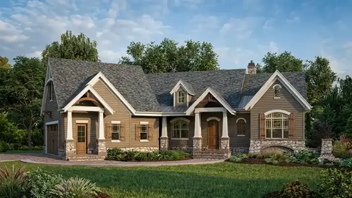 Craftsman house plans 24-234 - front exterior, 2,619 sq ft, 3 bed, 2 bath house plans | Monster House Plans