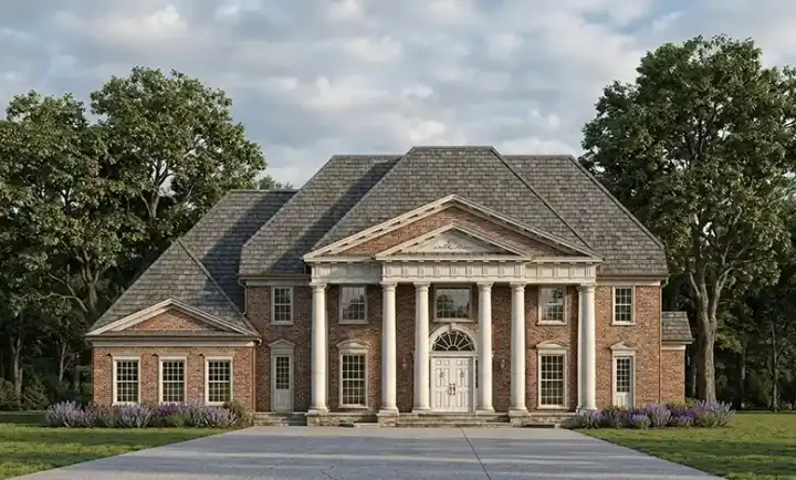 European house plans 24-236 - front exterior, 5,083 sq ft, 5 bed, 5 bath house plans | Monster House Plans