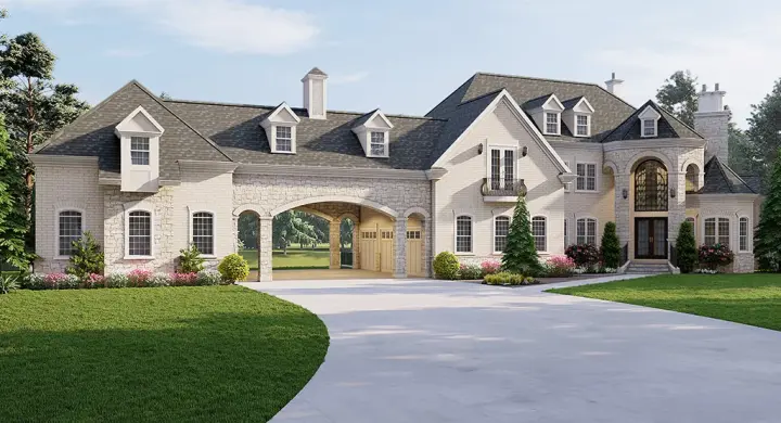 European house plans 24-240 - front exterior, 3,302 sq ft, 5 bed, 5 bath house plans | Monster House Plans