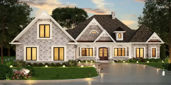 Ranch house plans 24-245 - front exterior, 2,474 sq ft, 3 bed, 3 bath house plans | Monster House Plans