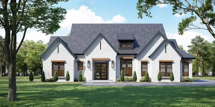 European house plans 24-255 - front exterior, 2,456 sq ft, 3 bed, 3 bath house plans | Monster House Plans