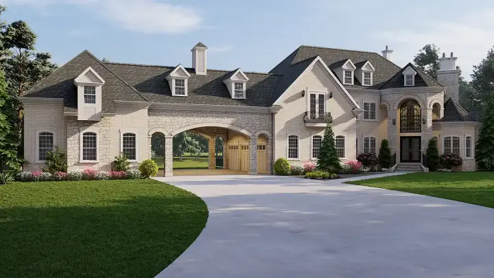 French Country house plans 24-256 - front exterior, 3,027 sq ft, 4 bed, 4 bath house plans | Monster House Plans