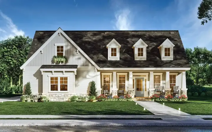 Craftsman house plans 24-261 - front exterior, 1,898 sq ft, 3 bed, 2 bath house plans | Monster House Plans