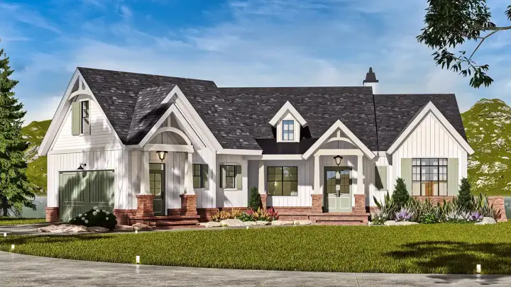 Craftsman house plans 24-271 - front exterior, 2,619 sq ft, 3 bed, 2 bath house plans | Monster House Plans