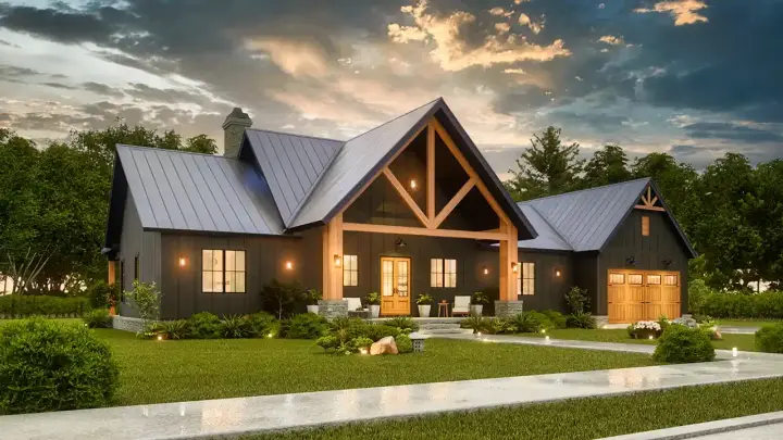 Mountain Rustic house plans 24-276 - front exterior, 1,928 sq ft, 3 bed, 3 bath house plans | Monster House Plans