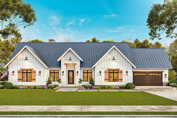 Modern Farmhouse house plans 24-280 - front exterior, 2,197 sq ft, 3 bed, 3 bath house plans | Monster House Plans