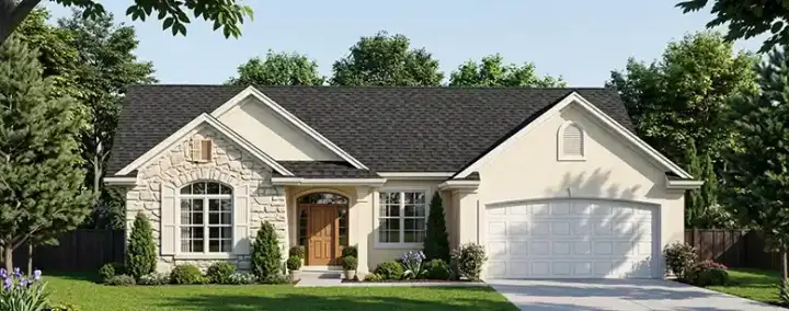 Traditional house plans 25-119 - front exterior, 1,287 sq ft, 2 bed, 2 bath house plans | Monster House Plans
