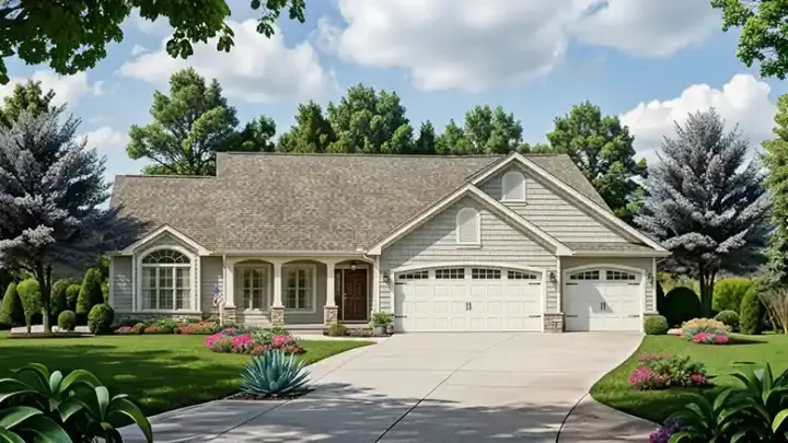 Country house plans 25-134 - front exterior, 1,465 sq ft, 3 bed, 2 bath house plans | Monster House Plans