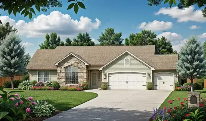 Traditional house plans 25-135 - front exterior, 1,483 sq ft, 3 bed, 2 bath house plans | Monster House Plans