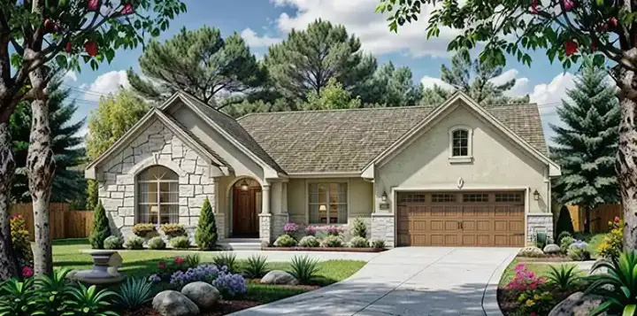 Traditional house plans 25-144 - front exterior, 1,645 sq ft, 3 bed, 2 bath house plans | Monster House Plans