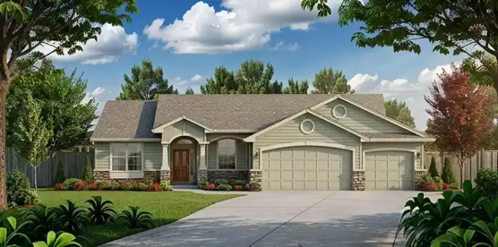 Traditional house plans 25-157 - front exterior, 1,224 sq ft, 3 bed, 2 bath house plans | Monster House Plans