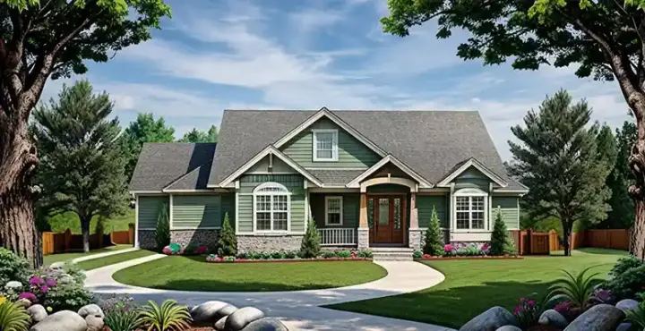 Traditional house plans 25-159 - front exterior, 1,360 sq ft, 2 bed, 2 bath house plans | Monster House Plans