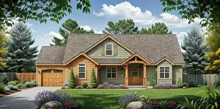Traditional house plans 25-162 - front exterior, 1,392 sq ft, 2 bed, 2 bath house plans | Monster House Plans