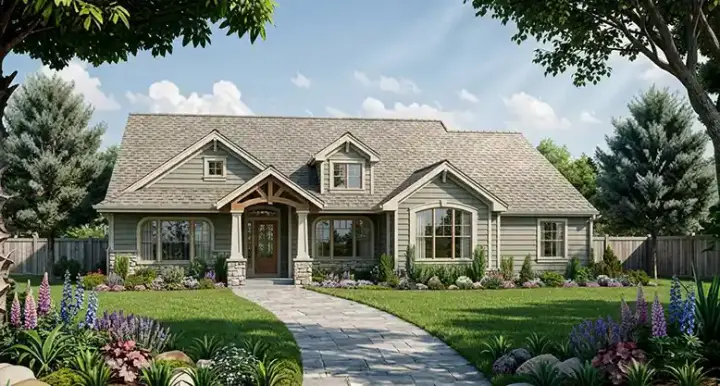 Traditional house plans 25-164 - front exterior, 1,425 sq ft, 2 bed, 2 bath house plans | Monster House Plans
