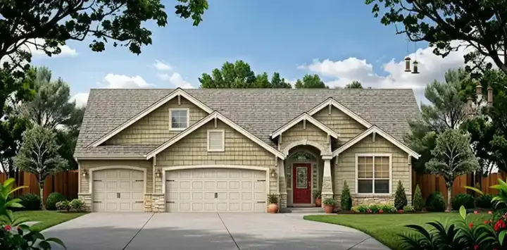 Traditional house plans 25-165 - front exterior, 1,489 sq ft, 2 bed, 2 bath house plans | Monster House Plans