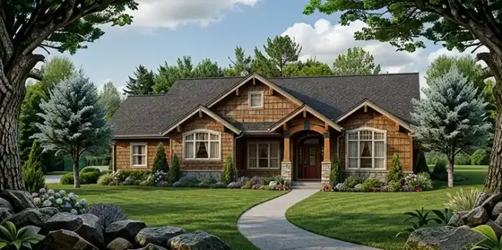 Traditional house plans 25-170 - front exterior, 1,609 sq ft, 3 bed, 2 bath house plans | Monster House Plans