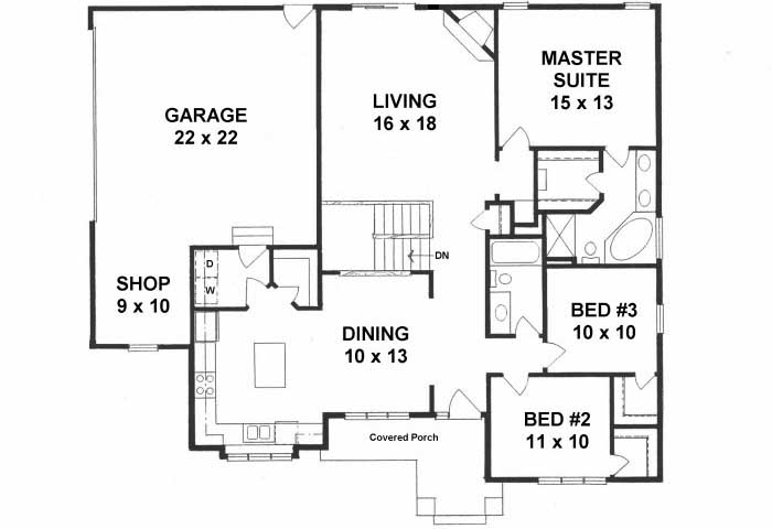 Traditional House Plan 3 Bedrooms 2 Bath 1609 Sq Ft Plan 25 170 Traditional House Plan 3 Bedrooms 2 Bath 1609 Sq Ft Plan 25 170