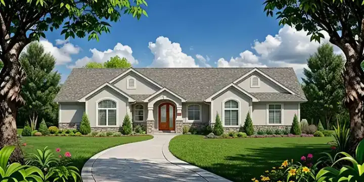 Traditional house plans 25-171 - front exterior, 1,611 sq ft, 3 bed, 2 bath house plans | Monster House Plans
