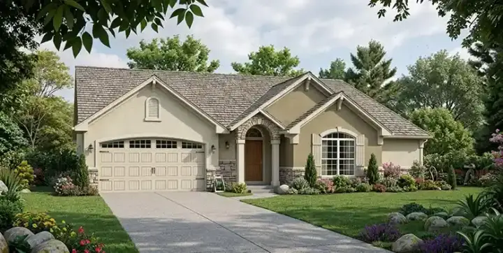 Traditional house plans 25-178 - front exterior, 1,400 sq ft, 2 bed, 2 bath house plans | Monster House Plans